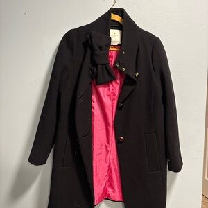 kate spade Black Pea Coat with Pink Lining
